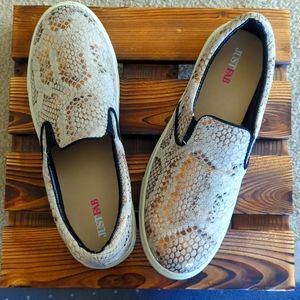 Snake print loafer type sneakers